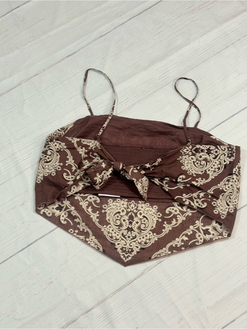 American Eagle Outfitters Brown Paisley Bandana Crop Cami - Picture 7 of 13